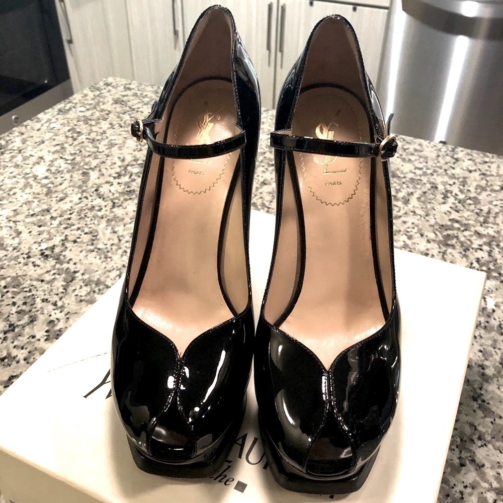 Saint Laurent Black Patent Mary Jane Pumps